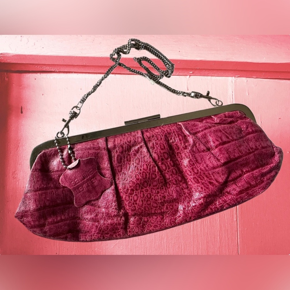 Giani Bernini Fuchsia Leather Animal Pattern Clutch/Crossbody NWOT